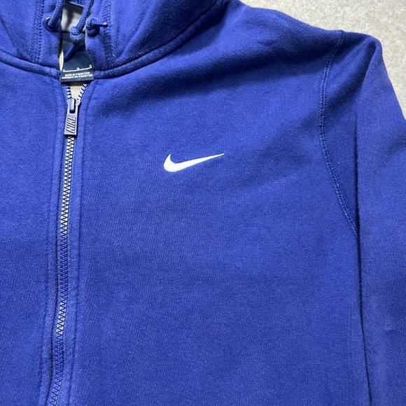 Nike Hoodie Mens Large Blue Full Zip Pocket Cotton Blend Logo Solid Long Sleeve - Picture 6 of 9